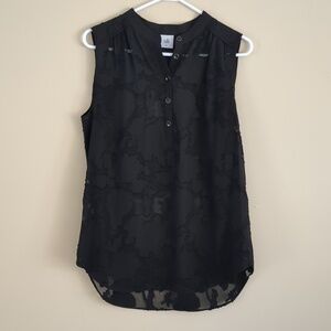 Medium CAbi 5346 Black Clip Art Sheer Sleeveless Shirt Top